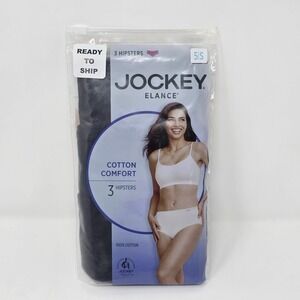 Jockey Elance Women's Hipsters Underwear Size Small 5/S Black Cotton 3‎ Pack